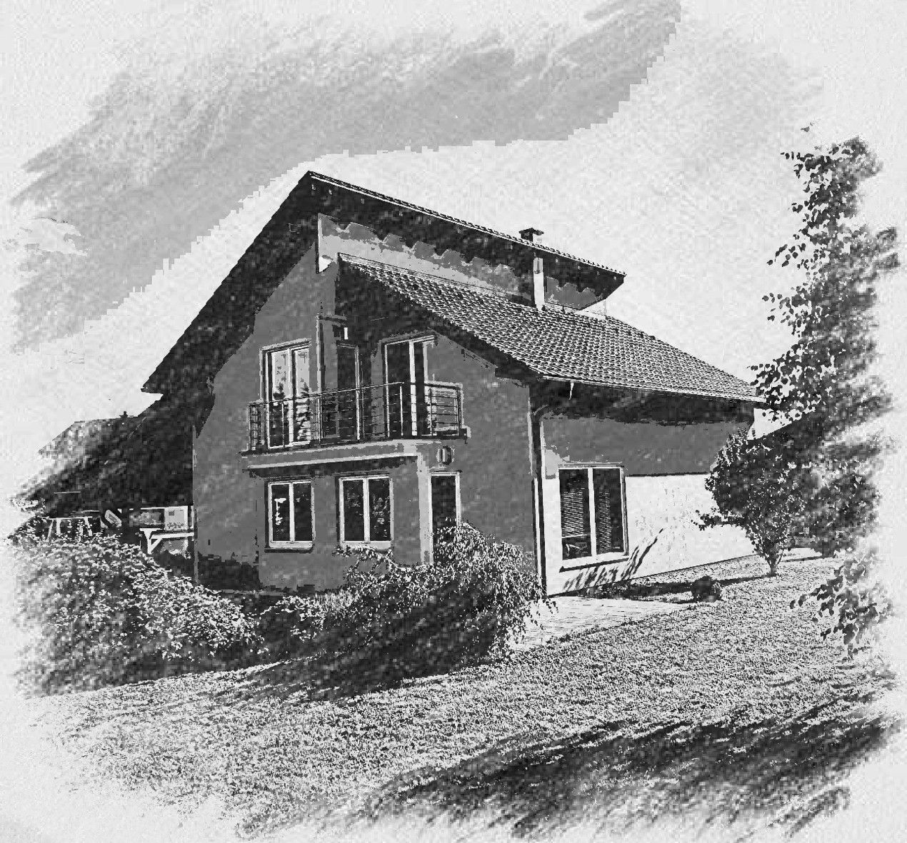 Vzorový dům Chrudim, přízemní dřevostavba s cihlovou fasádou